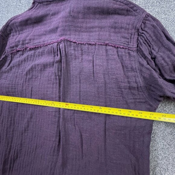 We the Free People Venice Oversized Linen Button Down Shirt Top Sz XS Burgundy - Picture 8 of 11